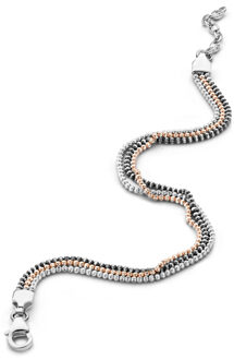 Vrouwen 925 Sterling Zilveren Armband - Zilver/Roségoud/Zwart ZA-7203 Zilver en roségoud