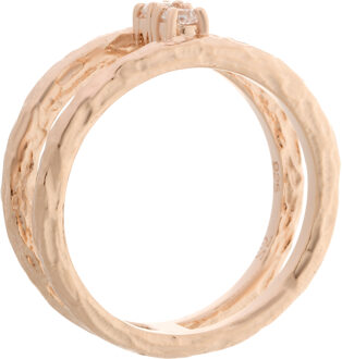 Vrouwen 925 Sterling Zilveren Ring - Roze ZR-7129/RG Rosé - L