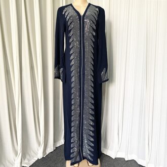 Vrouwen Afrikaanse Maxi Jurk Lente Herfst Lange Mouw Donkerblauw Lange Jurken Elegante Print Gewaad Oversize Femme Vestido XXL