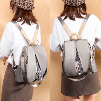 Vrouwen Anti-Diefstal Rugzak Effen Oxford Doek Waterdicht Vrouwelijke Schoudertassen Schooltas Met Leuke Hanger Grijs