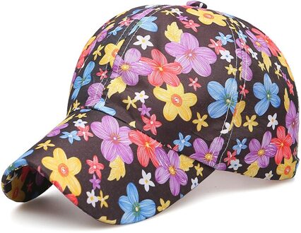 Vrouwen Baseball Hoeden Bloemenprint Outdoor Sport Volledige Cap Hoed Hip Hop Caps zwart