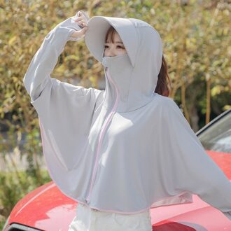 Vrouwen Bescherming Zonnehoed Ijs Zijde Zon Kleding Zomer Zonnehoed Outdoor Zonbescherming Shirt Korte Jas Uv bescherming grijs