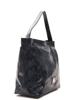 Vrouwen Blauwe Leren Schoudertas Zwart - One Size