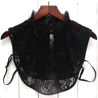 Vrouwen Blouse Valse Kraag Kleding Shirt Afneembare Kragen Kant Bloemen Lente Herfst plus size zachte Mode effen zwart