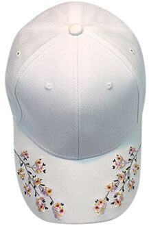 Vrouwen Borduurwerk Katoenen Baseball Cap Snapback Caps Hip Hop Hoeden Bloem Gedrukt Hoed Gebogen Zonneklep Licht Boord Бейсболка wit