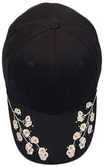Vrouwen Borduurwerk Katoenen Baseball Cap Snapback Caps Hip Hop Hoeden Bloem Gedrukt Hoed Gebogen Zonneklep Licht Boord Бейсболка zwart