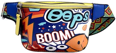 Vrouwen Borst Zak Kleurrijke Taille Verpakking Schoudertas Mode Graffiti Gedrukt Brede Schouderriem Messenger Bag Zipper Pouch Geel