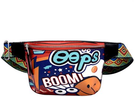 Vrouwen Borst Zak Kleurrijke Taille Verpakking Schoudertas Mode Graffiti Gedrukt Brede Schouderriem Messenger Bag Zipper Pouch Rood