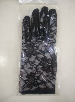 Vrouwen Bridal Handschoenen Elleboog Volledige Vinger Kant Bruiloft Accessoires Prom Party Bruids Handschoenen Zwarte Handschoenen zwart kort