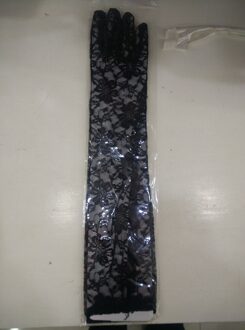 Vrouwen Bridal Handschoenen Elleboog Volledige Vinger Kant Bruiloft Accessoires Prom Party Bruids Handschoenen Zwarte Handschoenen zwart lang