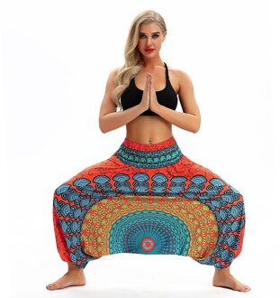 Vrouwen Broek Zomer Casual Gedrukt Bohemian Losse Broek Baggy Boho Jumpsuit Been Broek Print Brede Lounge Broek Harembroek #40 oranje