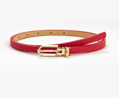Vrouwen Candy Kleur Taille Riem Dunne Riem Broek Jean Riem Lichtmetalen Pin Buckle Broeksbanden Pu Leer Verstelbare Riemen Voor jurk Rood