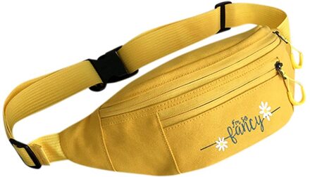 Vrouwen Canvas Fanny Pack Heuptas Student Streetwear Trendy Borst Bag Solid Leuke Patroon Riem Tas Nerka Purse Pouch Pochete geel