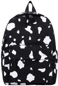Vrouwen Canvas Rugzak Koe Melk Print Studenten Meisjes Dagelijks Schouder Schooltas Outdoor Winkelen Accessaries Levert zwart