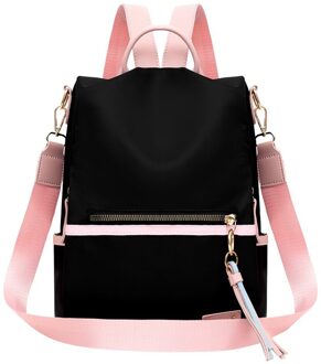 Vrouwen Canvas Rugzakken Waterdichte School Reistassen voor Tieners Meisjes Laptop Rugzakken Patchwork Rugzak Schooltas # Z zwart