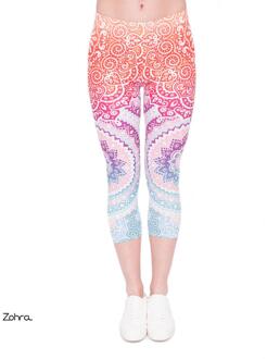 Vrouwen Capri Leggings Aztec-Ronde-Ombre Printing Mid-Kalf Fitness Beweging Leggins Capri Broek