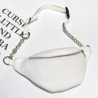 Vrouwen Casual Pu Taille Tas Keten Fanny Pack Reizen Riem Portemonnee Schoudertassen Vrouwelijke Crossbody Tassen Zwart/Wit