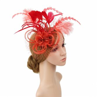Vrouwen Chic Tovenaar Hoed Cocktail Bruiloft Kerk Hoofddeksel Mode Hoofddeksels Haar Clip Accessoires Rood
