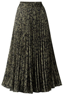 Vrouwen Chiffon Losse Luipaard Gedrukt Gelaagde Geplooide Rok Zachte Comfortabele Straat Dames Casual Dress 01 / M