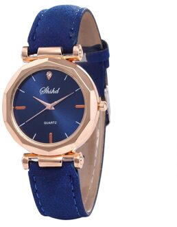 Vrouwen Classic Quartz Horloge Ruit Hoofd Frosted Pu Lederen Band Casual Horloge H5 BU