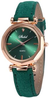 Vrouwen Classic Quartz Horloge Ruit Hoofd Frosted Pu Lederen Band Casual Horloge H5 GN