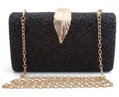 Vrouwen Clutch Bags Dag Koppelingen Roze Goud Portemonnee voor Bruiloft Crossbody Tassen voor Vrouwen Metalen Blad Lock Vrouwelijke Handtas ZD1076 zwart