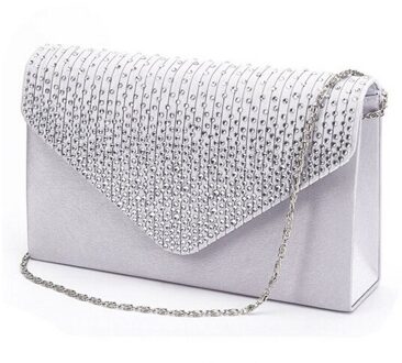Vrouwen Clutch Diamante Dames Avond Handtas Vintage Chain Wallet Party Envelop Telefoon Schouder Handtas Bolsa Feminina Zilver