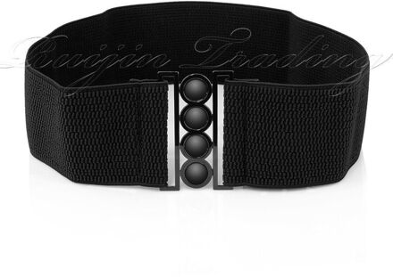Vrouwen collectie Stretch Gesp Taille Riem Brede Elastische Cinch Corset Tailleband Zwart