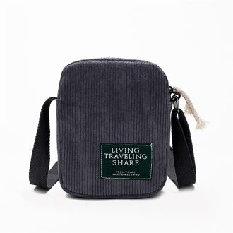 Vrouwen Corduroy Enkele Schoudertas Outdoor Toevallige Crossbody Tas Handtas Rits Messenger Bags 13*6*15Cm grijs