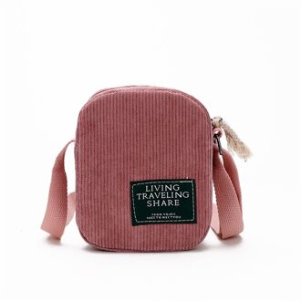 Vrouwen Corduroy Enkele Schoudertas Outdoor Toevallige Crossbody Tas Handtas Rits Messenger Bags 13*6*15Cm roze