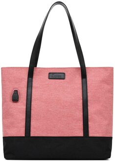 Vrouwen Dagelijks Canvas Schoudertassen Big Size Vintage Reizen Tote Grote Capaciteit Vrouwen Handtas Solid Casual Multifunctionele Bolsos roze