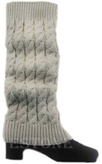 Vrouwen Dame Knie Hoge Sokken Brei Haak Winter Warmer Leggings Handschoenen Boot Cover Beige