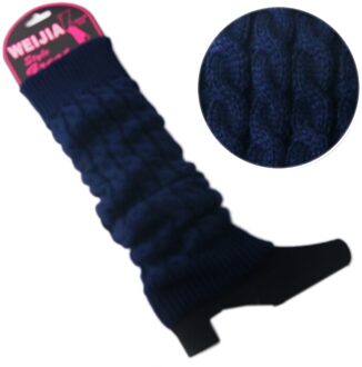 Vrouwen Dame Knie Hoge Sokken Brei Haak Winter Warmer Leggings Handschoenen Boot Cover donker blauw