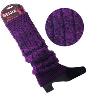 Vrouwen Dame Knie Hoge Sokken Brei Haak Winter Warmer Leggings Handschoenen Boot Cover Paars