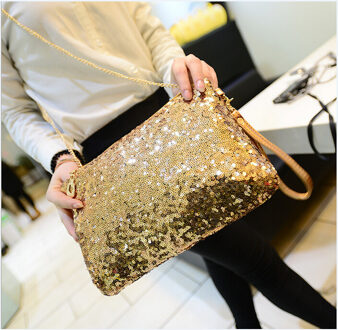 Vrouwen Dames Glitter Pailletten Handtas Fonkelende Feestavond Envelop Clutch Bag Portemonnee Tote Purse Goud