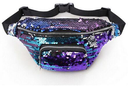 Vrouwen Dames Mode Sequin Taille Fanny Pack Meisjes Draagbare Reizen Portemonnee Telefoon Pouch Bum Bag Paars