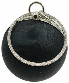 Vrouwen Dames Ronde Schouder Messenger Bag Purse Handtas Feestavond Clutch zwart