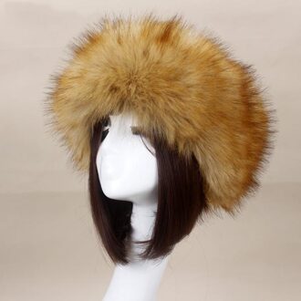 Vrouwen Dikke Fluffy Pluche Hoed Winter Warme Zachte Skiën Hoofdband Oor Hoofd Warmer J55 Bruin