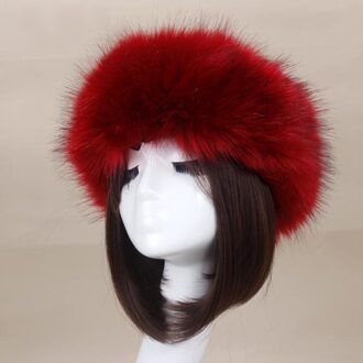 Vrouwen Dikke Fluffy Pluche Hoed Winter Warme Zachte Skiën Hoofdband Oor Hoofd Warmer J55 Rood