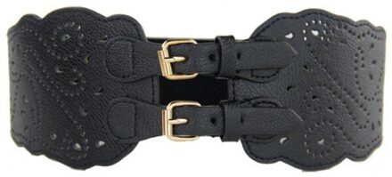 Vrouwen Dubbele Gesp Elastische Taille Riem Breed Stretch Corset Tailleband Voor Vrouwen Jurk Stretch Taille Riem Verstelbare Riem