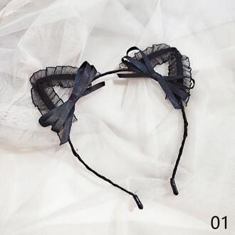 Vrouwen Eenvoudige Kleur Lace Hair Hoepel Haarband Leuke Kat Beer Oor Hoofdband Hairlace Antislip Haar accessoires kat oor