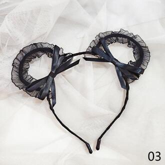 Vrouwen Eenvoudige Kleur Lace Hair Hoepel Haarband Leuke Kat Beer Oor Hoofdband Hairlace Antislip Haar accessoires
