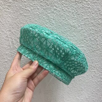 Vrouwen Effen Kleur Gebreide Baret Hoed Dames Franse Kunstenaar Beret Hoeden Lente Casual Dunne Katoenen Baretten Voor Vrouwen Zomer beanie groen