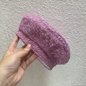 Vrouwen Effen Kleur Gebreide Baret Hoed Dames Franse Kunstenaar Beret Hoeden Lente Casual Dunne Katoenen Baretten Voor Vrouwen Zomer beanie Paars