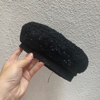 Vrouwen Effen Kleur Gebreide Baret Hoed Dames Franse Kunstenaar Beret Hoeden Lente Casual Dunne Katoenen Baretten Voor Vrouwen Zomer beanie zwart