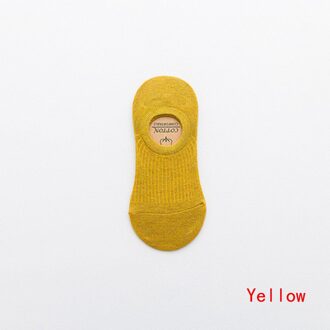 Vrouwen Effen Kleur Korte Sok Ondiepe Mond Ademend Comfortabele Sokken Vrouwen Katoen Antislip Boot Sokken Katoenen Sokken geel