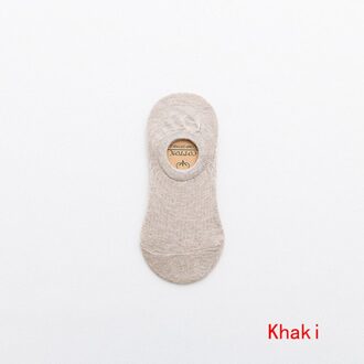 Vrouwen Effen Kleur Korte Sok Ondiepe Mond Ademend Comfortabele Sokken Vrouwen Katoen Antislip Boot Sokken Katoenen Sokken khaki