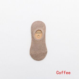 Vrouwen Effen Kleur Korte Sok Ondiepe Mond Ademend Comfortabele Sokken Vrouwen Katoen Antislip Boot Sokken Katoenen Sokken koffie