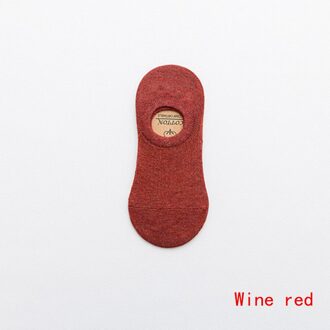 Vrouwen Effen Kleur Korte Sok Ondiepe Mond Ademend Comfortabele Sokken Vrouwen Katoen Antislip Boot Sokken Katoenen Sokken wijn rood