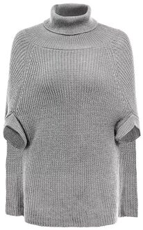 vrouwen effen kleur mantel-stijl gebreide coltrui sjaal trui vrouwen grijs